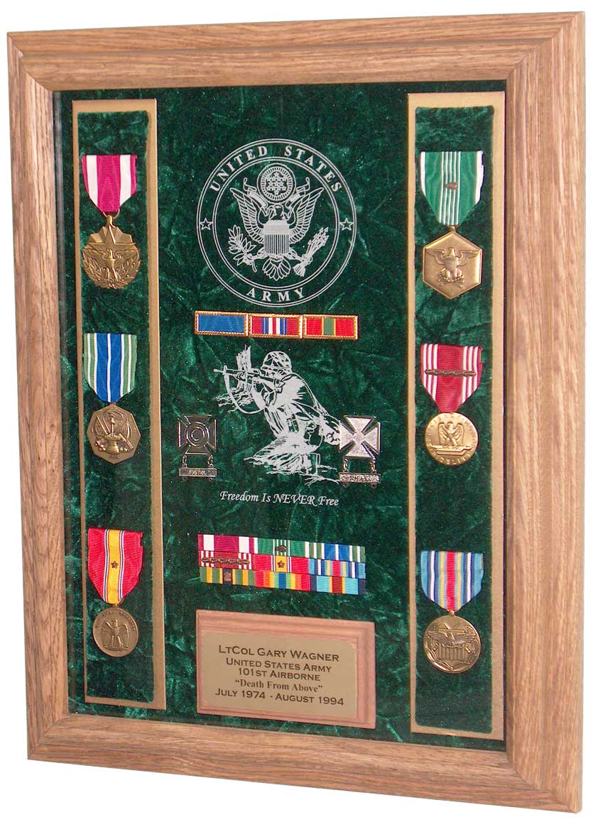 12x16 Medal Display Case - Army Engraved
